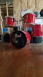 Pearl Export Serie 4-teilig Trommeln LACKIERT ROT SELTEN Vintage - Bild 1 von 12