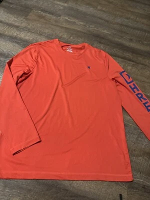 Camisa Hurley Para Hombre Talla L Roja Absorbe Humedad Manga Larga Ligera Foto 1 de 4