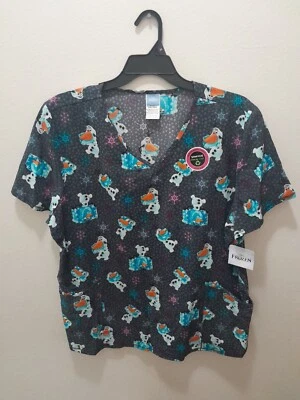 Womens Disneys Frozen Size 2X V-neck Holiday Medical Scrub Top Shirt  NWT - Image 1 of 3