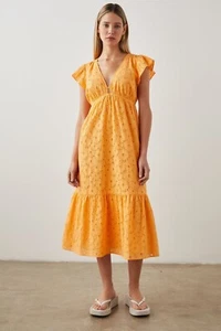 Rails Tina Maigold Eyelet Ruffle Midi Dress Women's Size S Small - Picture 1 of 24