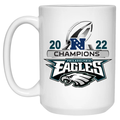 2022 NFC Champions Philadelphia Eagles v2 White 15oz Ceramic Coffee Mug Cover