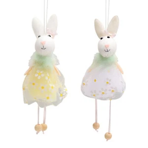 Easter Bunny Dangling Ornaments Cute Handmade Fabric Rabbit Decoration Spring Pa - Picture 1 of 14