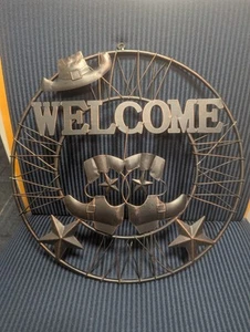 Western Welcome Metal Cowboy Sign Country 14" - Picture 1 of 2