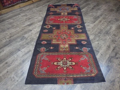 Authentic Vintage Turkish Rug,Geometric Adana Turkish Rug 3.5x9 Ft - Image 1 of 4