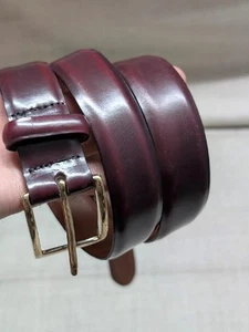 cintura abito vintage COLE HAAN 38 pelle LISCIA sangue di bue bordeaux - Foto 1 di 8
