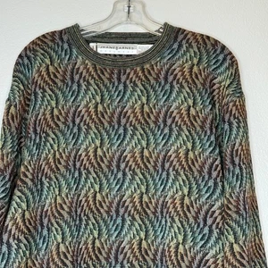 VTG JHANE BARNES Menswear Wool Blend Crew Neck Sweater MED Y2K Colorful Waves - Picture 1 of 8