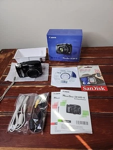 CANON POWERSHOT SX120IS DIGITAL CAMERA 10.0 MP 10X ZOOM BLACK-NEW 32 GIG SD CARD - Picture 1 of 21