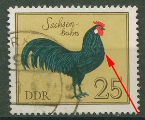 DDR 1979 Geflügelrassen mit Plattenfehler 2397 F 3 gestempelt - Bild 1 von 1