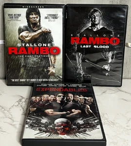 Sylvester Stallone DVD Movie Lot (3)- The Expendables/ Rambo/Last Blood - Picture 1 of 1