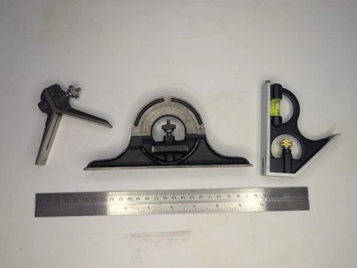 Brown & Sharpe USA 599-425-1204-1 Combination Square Set,12 In,4 Pc NOS sh6929 - Image 1 of 4