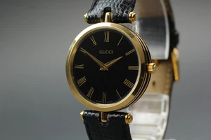 [Fast neuwertig] Gucci 2000M schwarzes Zifferblatt Quarz Gold Herren Vintage Uhr aus Japan - Bild 1 von 10
