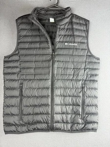 Columbia Vest Mens L Black Full Zip Logo 650 Fill Power Duck Down Puffer Coat - Picture 1 of 9