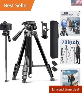 Portable 73" Lightweight Aluminum Tripod & Monopod with Quick Release for Travel - Picture 1 of 8