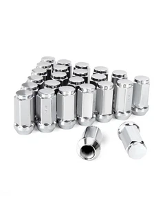 M14x1.5 Lug Nuts for Chevy Silverado Ford GMC, 24Pcs 1.8" Length Silver  - Picture 1 of 7