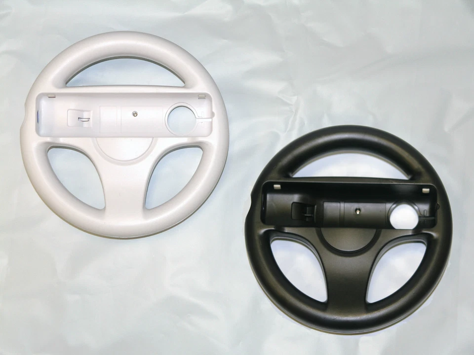 Mario Kart Steering Wheel Set for Nintendo Wii and Wii U -Old Skool (W & B) - Image 1 of 1