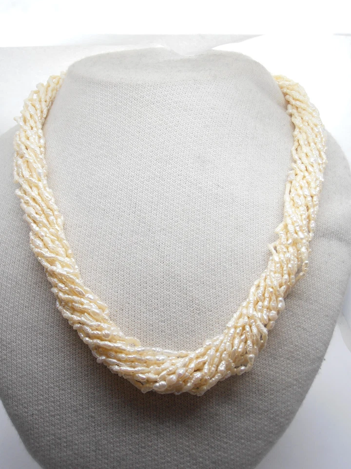 Collana Torchon di Perle d'acqua dolce naturali e Argento 925 - Girocollo - Immagine 1 di 4