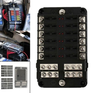 12-Way Blade Fuse Box Block Holder LED Indicator 12V 32V Auto Marine UNIVERSAL D - Picture 1 of 11