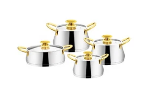 Azura Collection 8-teiliges Edelstahl-Kochgeschirr-Set (Goldgriffe) - Bild 1 von 1