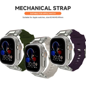 Connettore metallo cinturino gomma silicone per Apple Watch Ultra/10/9/8/7/SE/6/5/4/3 - Foto 1 di 43