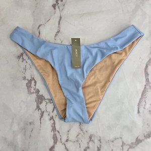 J Crew Swim Bottom Medium Blue Curved Waist Bikini High Cut Cheeky Mid - Picture 1 of 10