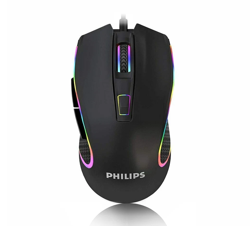 Philips Wired Gaming Mouse RGB Optical USB LED Mice for PC Gamers - Image 1 of 4