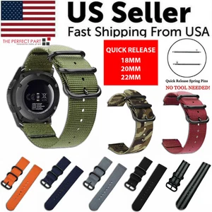18mm 20mm 22mm Durable Military Woven Nylon Wrist Watch Band Quick Release Strap - Picture 1 of 43