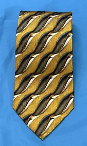 JZ RICHARDS Bronze/Schwarz DIAGONALER WELLIGER DRUCK Hergestellt in USA SEIDE Herren HALSKRAWATTE 60" - Bild 1 von 3