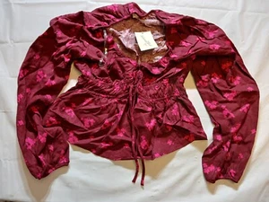 Women's Puff Long Sleeve Tie-Front Blouse - Universal Thread Floral Size Small - Picture 1 of 5