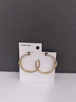 Pendientes de aro de moda H&M Conscious tono dorado y cristales de imitación serpiente joyas NUEVO Foto 1 de 4