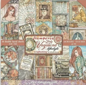 Stamperia LADY VAGABOND LIFESTYLE - 12" X 12" Double Sided Paper Pad - 10 SHEETS - Picture 1 of 12