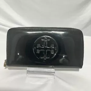 Tory Burch Wallet Black Patent Leather Zip Around Clutch - Picture 1 of 6