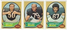 5 1970 TOPPS FOOTBALL CHICAGO BEARS CARDS (PYLE/EVEY+++)