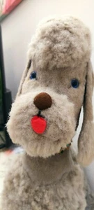 Vintage Antico BARBONCINO grigio di Peluche 46 cm imbottito di paglia - Imagen 1 de 12