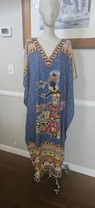 NWT Gypsie Blu Caftan With Dancing Girl And Butterflies - Picture 1 of 4
