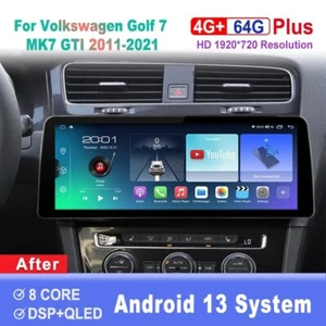 12.3 inch Screen Android Car Radio For Volkswagen Golf 7 MK7 GTI 2011-2021 - Picture 1 of 8