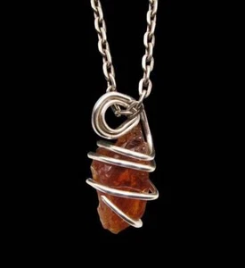 RARE AFRICAN CONGO LEMURIAN NATURAL CITRINE KUNDALINI QUARTZ WAND PENDANT #48 - Picture 1 of 3