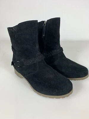 Botas de tornozelo Teva De La Vina femininas tamanho 8 camurça preta trançada-684 - Imagem 1 de 4