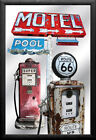 Route 66 Wandspiegel 30 cm Bar Kneipe Motel Pool Tankstelle USA Amerika