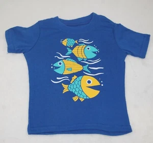 Baby Boys BLUE S/S T-SHIRT Yellow Aqua Fish 12 MO - Picture 1 of 1