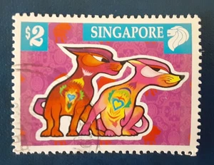 SINGAPORE Asia 2006 $2 cane usato anno Mi 1523A Scott 1168 Yt 1404 gemma 4426 - Foto 1 di 2