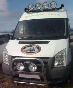 Black Roof Bar + LED For Saic Maxus Deliver 9 Medium High Van Front Stainless - Picture 1 of 5