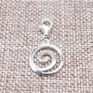 925 Sterling Silver Swirl Clip On Charm with Lobster Clasp for Bracelet Necklace - Picture 1 of 5
