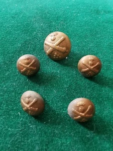 5 Botones Abrigo Uniforme Artillería Ejército Español Antiguo, circa 1898 Español... - Imagen 1 de 5