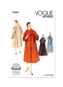 Vogue Vintage 1950s Ladies Wool Winter Long Coat Evening Coat Sew Pattern V1977 - Picture 1 of 7