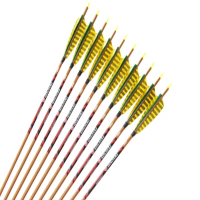12pcs Archery Carbon Arrows Spine340-600 5"Turkey feather traditional bow  - Image 1 of 4