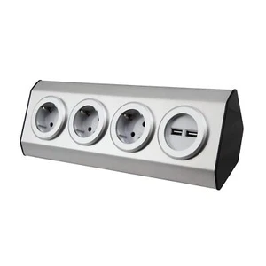 Steckdosen-Block 3er + USB Aufbau-Eck-Steckdose Verteilerdose Leiste Küche Büro - Bild 1 von 3