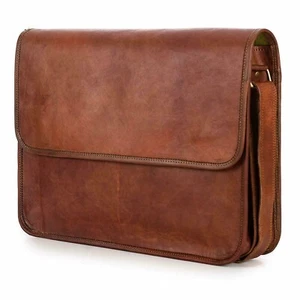 Men's Satchel Shoulder Genuine New Brown Handmade Laptop Messenger Bag - Foto 1 di 3