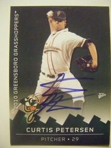CURTIS PETERSEN signed 2010 GREENSBORO baseball card AUTO Autographed AUBREY TX