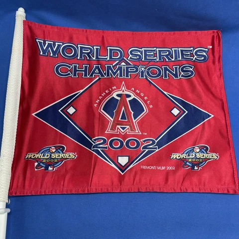 Vintage Anaheim Angels MLB 2002 World Series Champions Car Flag With Clip Cover