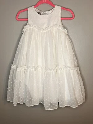 Pastroulle Pippa & Julie Girls 4 4T White Sleevless Dress Beach Swiss Dot EUC - Image 1 of 4